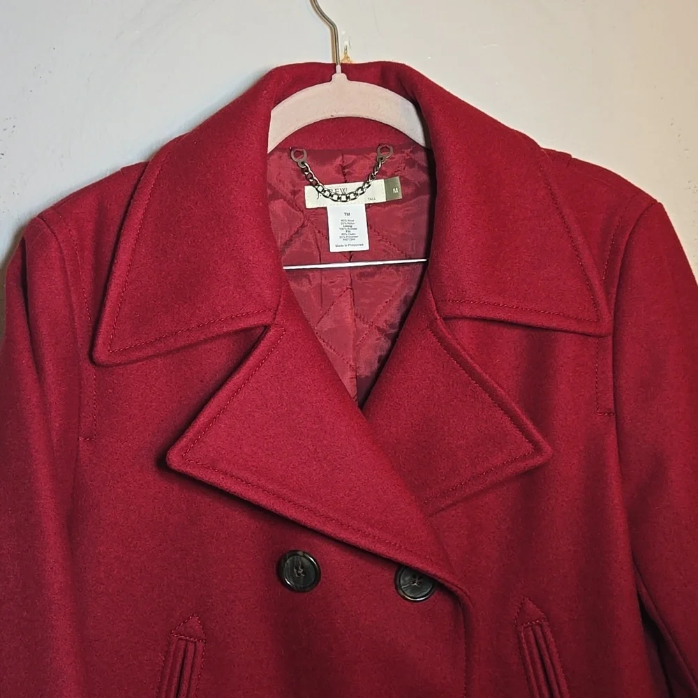 J. Crew Wool Doulbe Breasted Quilted Thinsulated Lined Button Cuff Peacoat NWOT - Picture 3 of 15